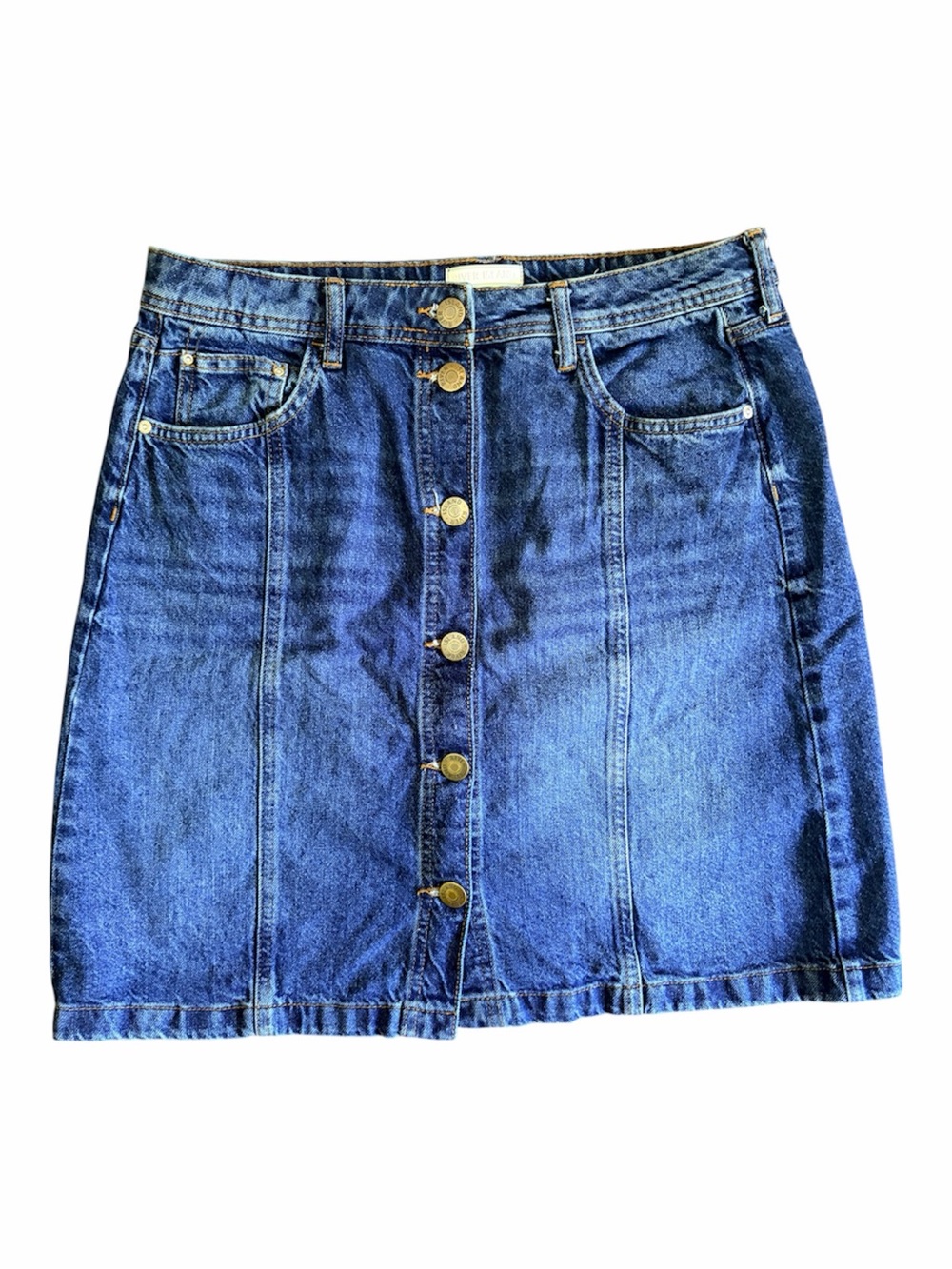 River Island Button-Front Denim Mini Skirt - Blue
